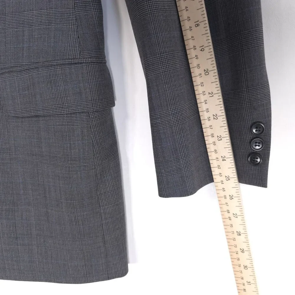 BROOKS BROTHERS Mens Brooksease Gray Glen Plaid Wool Blazer 42L Sport Coat‎